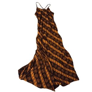 Rayon Black and Orange Maxi Dress